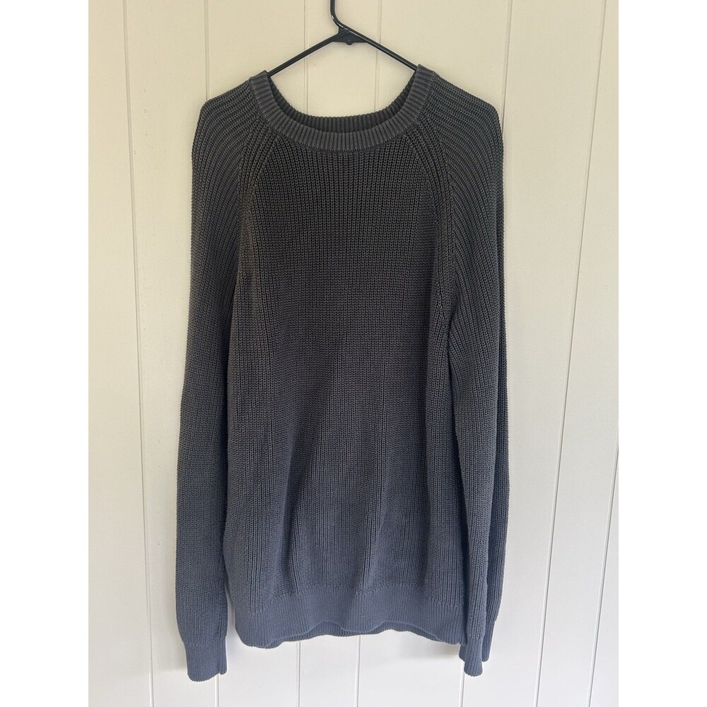 Old Navy Men's Sz L Charcoal Crewneck Pullover Long Raglan Sleeve Sweater Cotton